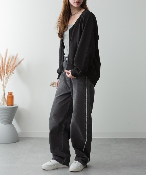 RCD(アールシーディー)の「ミニ裏毛V空きジップアップブルゾン(Tシャツ/カットソー・レディース・ライトベージュ/ブラック/オートミール/杢グレー・LL~3L/M-L)」の11枚目の写真