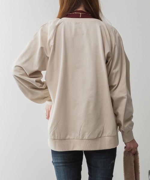 RCD(アールシーディー)の「ミニ裏毛V空きジップアップブルゾン(Tシャツ/カットソー・レディース・ライトベージュ/ブラック/オートミール/杢グレー・LL~3L/M-L)」の9枚目の写真