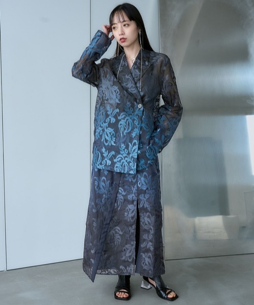 HARE（ハレ）の「グラデシアージャガードナロースカート(HARE)（スカート・レディース・ネイビー/パープル・FREE）」の5枚目の写真