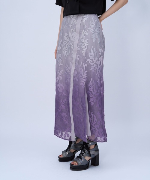 HARE（ハレ）の「グラデシアージャガードナロースカート(HARE)（スカート・レディース・ネイビー/パープル・FREE）」の10枚目の写真