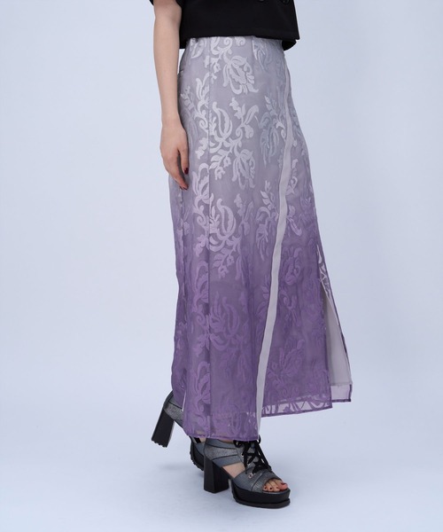 HARE（ハレ）の「グラデシアージャガードナロースカート(HARE)（スカート・レディース・ネイビー/パープル・FREE）」の13枚目の写真