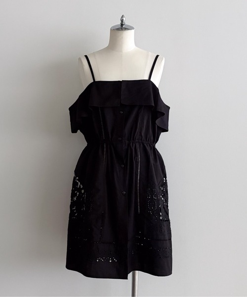 Pqran(クラン)の「カットワーク刺繍OP(ワンピース・レディース・オフホワイト/ブラック・FREE)」の7枚目の写真