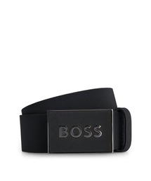 新品同様 BOSS ボス ブラック レザーベルト ロゴプレート リバーシブルデザイン イタリアンレザーベルト（ベルト）｜BOSS（ボス