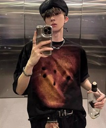 オーバーサイズブラーアートプリントTシャツ