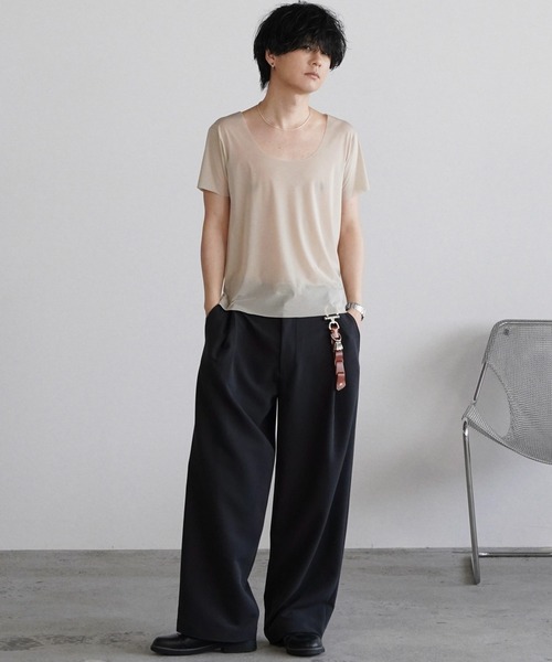 WYM LIDNM（ウィム バイ リドム）の「DOUBLE CLOTH DEEP TUCK SLACKS（スラックス・メンズ・オフホワイト/グレー/ブラック系・S/M/L/XL）」の4枚目の写真