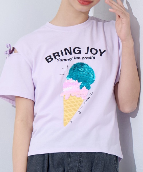 セール】アイス柄スパンコール半袖Tシャツ（Tシャツ/カットソー