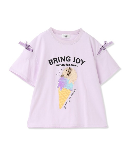アイス柄スパンコール半袖Tシャツ（Tシャツ/カットソー）｜BISKEE
