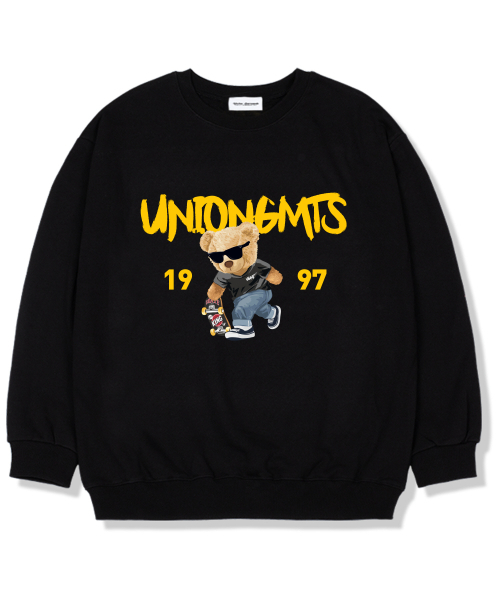 Union Garments(ユニオンガーメンツ)の「1997スケートベア 裏起毛オーバーサイズマンツーマンTシャツ ブラック(スウェット・レディース・その他・L/XL/XXL)」の1枚目の写真