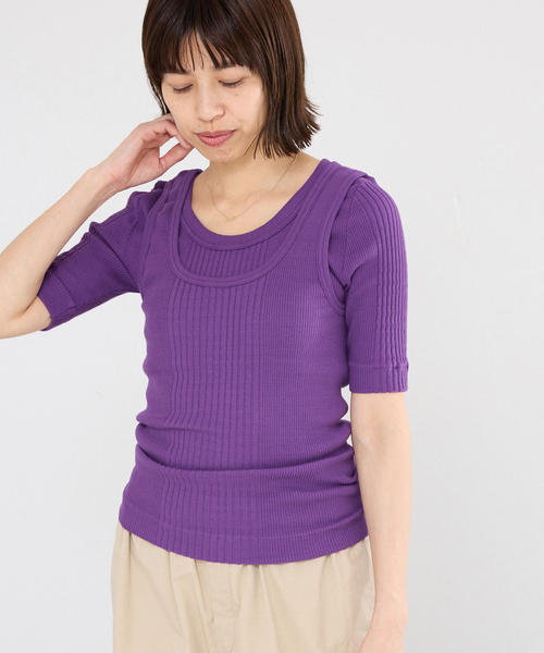 IENA（イエナ）の「PURE SUGAR/ピュア シュガー 別注TEE SHIRT Tシャツ RANI（Tシャツ/カットソー・レディース・ブラック系その他/ホワイト/パープル・FREE）」の3枚目の写真