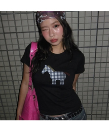 [ユニセックス]ペーパーポニー スリム 半袖Tシャツ_ブラック