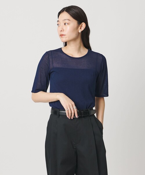 MARW UNITED ARROWS(マルゥ ユナイテッドアローズ)の「<MARW UNITED ARROWS>5分袖 シアー ニット(ニット/セーター・レディース・ブラック/ネイビー/ライトグレー・FREE)」の3枚目の写真