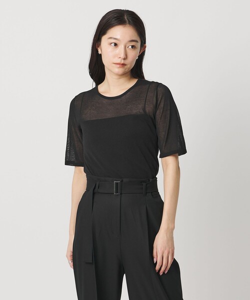 MARW UNITED ARROWS(マルゥ ユナイテッドアローズ)の「<MARW UNITED ARROWS>5分袖 シアー ニット(ニット/セーター・レディース・ブラック/ネイビー/ライトグレー・FREE)」の2枚目の写真