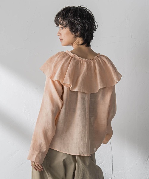 MAYSON GREY(メイソングレイ)の「ラスターラミーカルゼラッフルカラーブラウス(シャツ/ブラウス・レディース・ホワイト/ブラウン/オレンジ・M)」の6枚目の写真