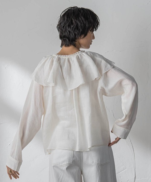 MAYSON GREY(メイソングレイ)の「ラスターラミーカルゼラッフルカラーブラウス(シャツ/ブラウス・レディース・ホワイト/ブラウン/オレンジ・M)」の14枚目の写真