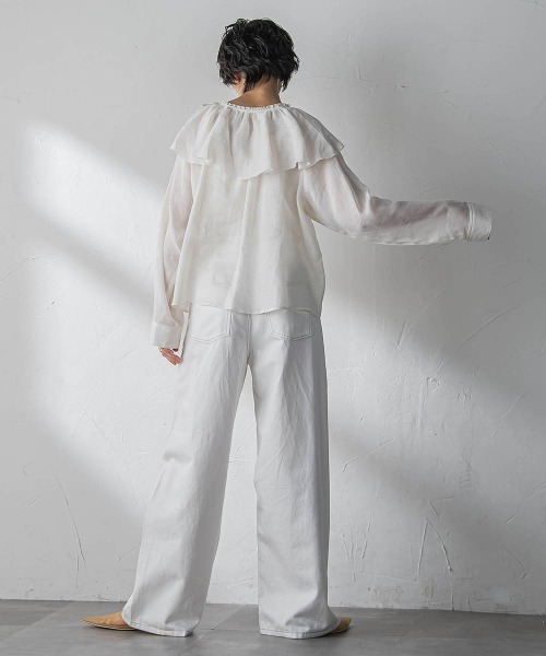 MAYSON GREY(メイソングレイ)の「ラスターラミーカルゼラッフルカラーブラウス(シャツ/ブラウス・レディース・ホワイト/ブラウン/オレンジ・M)」の21枚目の写真
