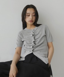 hellam（へラム）の「フロントギャザーニット半袖トップス（ニット/セーター）」