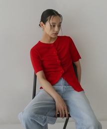  hellam（へラム）の「フロントギャザーニット半袖トップス（ニット/セーター）」