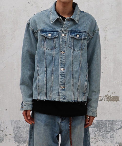 masion mined ジャケット CUT OUT DENIM TRUCKER JACKET LIGHT BLUE（デニムジャケット