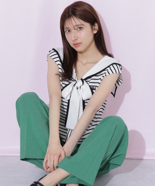 JILL by JILL STUART(ジルバイジルスチュアート)の「ドライタッチワイドパンツ(その他パンツ・レディース・グレー/グリーン/ネイビー・SMALL/MEDIUM)」の4枚目の写真