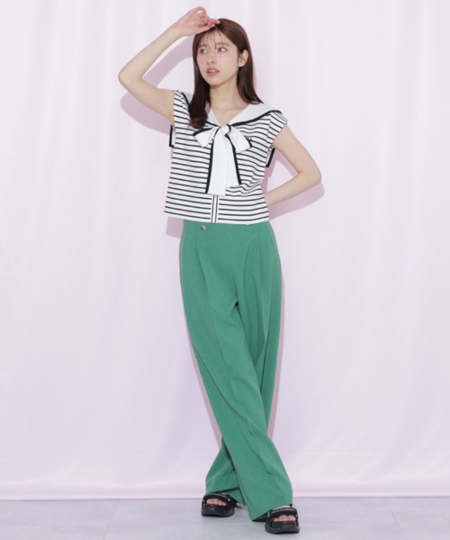 JILL by JILL STUART(ジルバイジルスチュアート)の「ドライタッチワイドパンツ(その他パンツ・レディース・グレー/グリーン/ネイビー・SMALL/MEDIUM)」の7枚目の写真