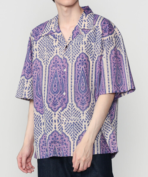 Bshop(ビショップ)の「KARDO | ROHIT ブロックプリント 半袖オープンカラーシャツ MEN(シャツ/ブラウス・メンズ・パープル系その他・L/M)」の1枚目の写真