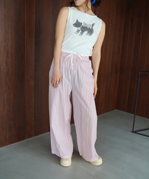 SANSeLF(サンセルフ)の「【SANSeLF】フロントボタンストライプワイドパンツ saw26s067(その他パンツ・レディース・ブルー/ピンク・FREE)」の7枚目の写真