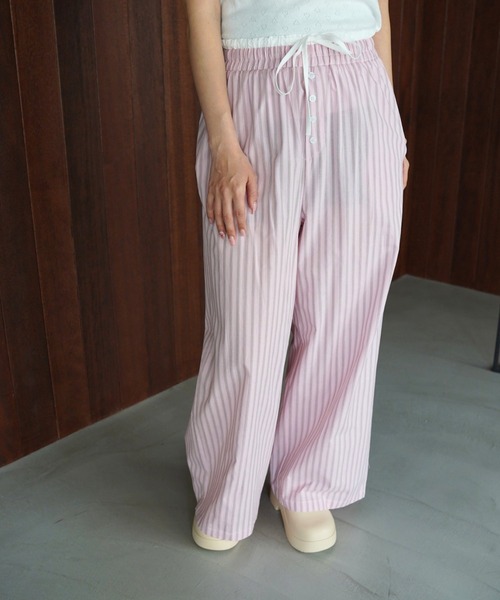 SANSeLF(サンセルフ)の「【SANSeLF】フロントボタンストライプワイドパンツ saw26s067(その他パンツ・レディース・ブルー/ピンク・FREE)」の4枚目の写真