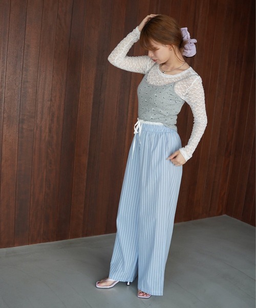 SANSeLF(サンセルフ)の「【SANSeLF】フロントボタンストライプワイドパンツ saw26s067(その他パンツ・レディース・ブルー/ピンク・FREE)」の14枚目の写真