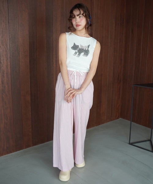 SANSeLF(サンセルフ)の「【SANSeLF】フロントボタンストライプワイドパンツ saw26s067(その他パンツ・レディース・ブルー/ピンク・FREE)」の3枚目の写真