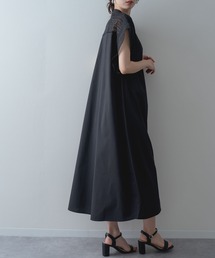 nomae シャツドッキングプリーツワンピース ブラック セール】シャツドッキングプリーツワンピース（シャツワンピース