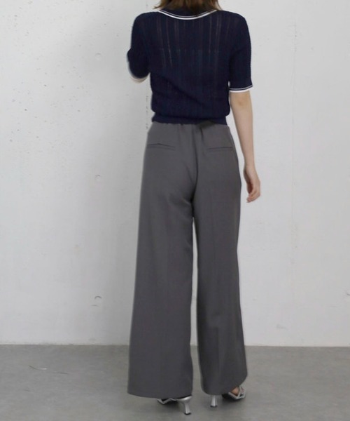 archives(アルシーヴ)の「【高機能】配色透かし編みポロニットプルオーバー(ニット/セーター・レディース・アイボリー/ネイビー/ブルー/グレー・MEDIUM)」の11枚目の写真