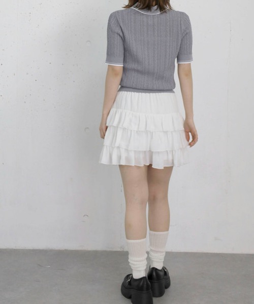 archives(アルシーヴ)の「【高機能】配色透かし編みポロニットプルオーバー(ニット/セーター・レディース・アイボリー/ネイビー/ブルー/グレー・MEDIUM)」の18枚目の写真