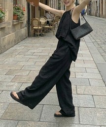 Ritomo De Ricco（リトモ・デ・リコ）の「リネンライク ホルターネックブラウス & ハイウエストワイドパンツ（サロペット/オーバーオール）」