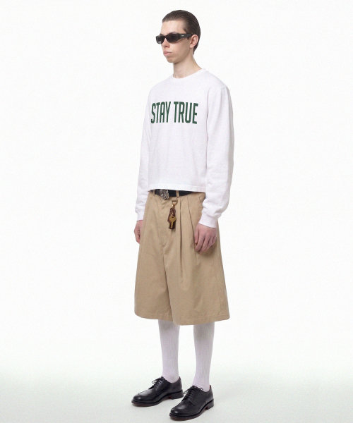 PRINOAR(プリノア)の「ステイ トゥルー セミクロップ長袖Tシャツ - ホワイト(Tシャツ/カットソー・レディース・ホワイト・SMALL/MEDIUM/LARGE)」の4枚目の写真
