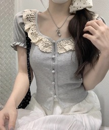 レース パフスリーブ トップス