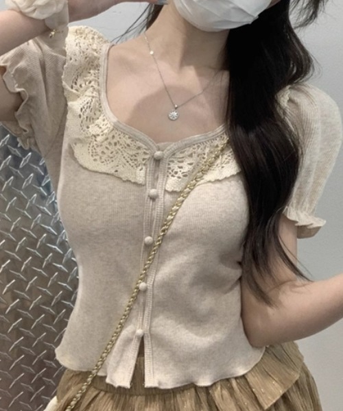 AMAJI(アマジ)の「レース パフスリーブ トップス(その他トップス・レディース・グレー/ベージュ・SMALL/MEDIUM/LARGE/X-LARGE)」の6枚目の写真
