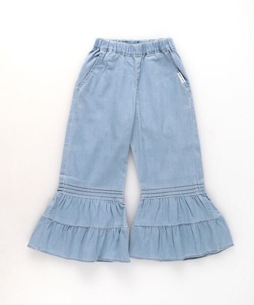 EDWIN（エドウィン）の「【Ou? by EDWIN】デニムフリルフレアパンツ（デニムパンツ・キッズ・サックスブルー/ブルー・90/110/120/150/100/130/140）」の3枚目の写真