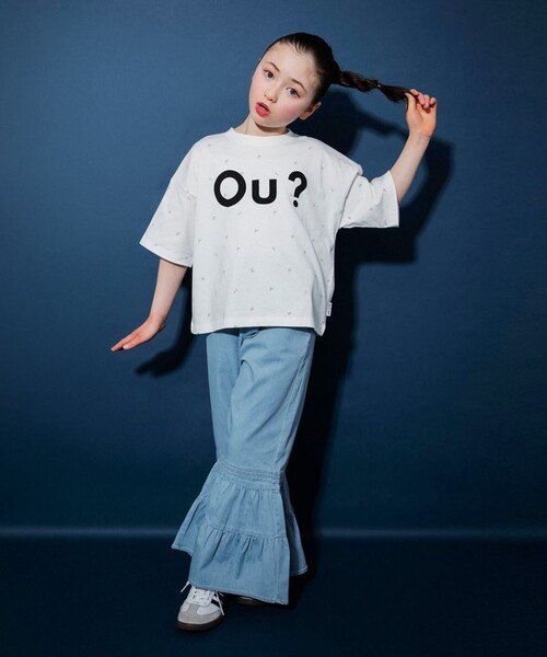 EDWIN（エドウィン）の「【Ou? by EDWIN】デニムフリルフレアパンツ（デニムパンツ・キッズ・サックスブルー/ブルー・90/110/120/150/100/130/140）」の5枚目の写真