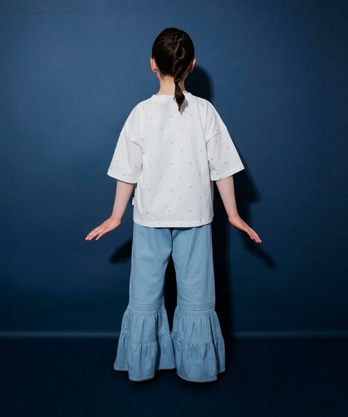 EDWIN（エドウィン）の「【Ou? by EDWIN】デニムフリルフレアパンツ（デニムパンツ・キッズ・サックスブルー/ブルー・90/110/120/150/100/130/140）」の9枚目の写真