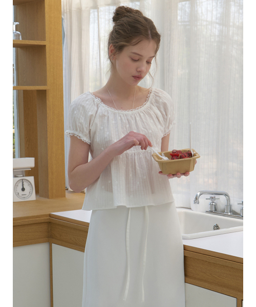 RE_L(リエル)の「Sanne cap sleeve blouse (white flower)(シャツ/ブラウス・レディース・その他・FREE)」の5枚目の写真