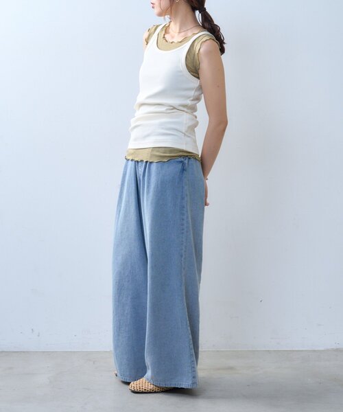 CIAOPANIC TYPY(チャオパニックティピー)の「【willow】シアータンクリブキャミセット(Tシャツ/カットソー・レディース・オフホワイト/ブラウン・ONE SIZE)」の9枚目の写真