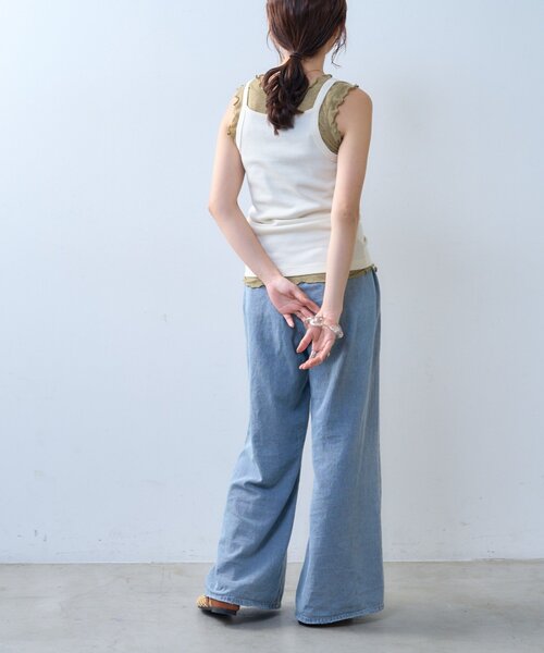 CIAOPANIC TYPY(チャオパニックティピー)の「【willow】シアータンクリブキャミセット(Tシャツ/カットソー・レディース・オフホワイト/ブラウン・ONE SIZE)」の10枚目の写真