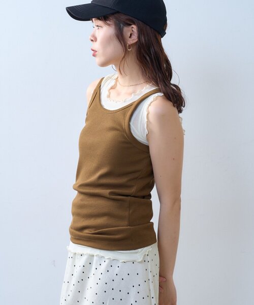 CIAOPANIC TYPY(チャオパニックティピー)の「【willow】シアータンクリブキャミセット(Tシャツ/カットソー・レディース・オフホワイト/ブラウン・ONE SIZE)」の15枚目の写真