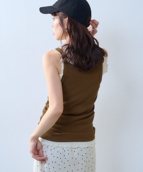 CIAOPANIC TYPY(チャオパニックティピー)の「【willow】シアータンクリブキャミセット(Tシャツ/カットソー・レディース・オフホワイト/ブラウン・ONE SIZE)」の16枚目の写真