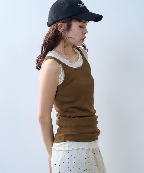 CIAOPANIC TYPY(チャオパニックティピー)の「【willow】シアータンクリブキャミセット(Tシャツ/カットソー・レディース・オフホワイト/ブラウン・ONE SIZE)」の17枚目の写真
