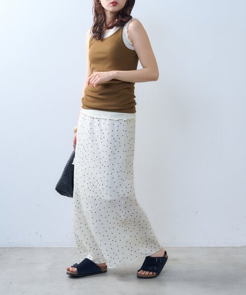 CIAOPANIC TYPY(チャオパニックティピー)の「【willow】シアータンクリブキャミセット(Tシャツ/カットソー・レディース・オフホワイト/ブラウン・ONE SIZE)」の19枚目の写真