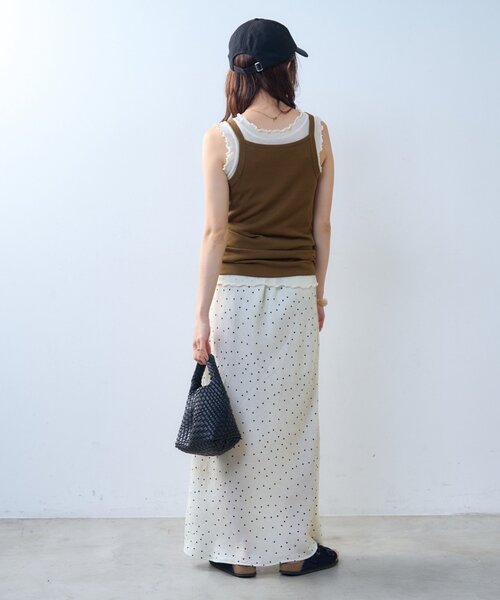 CIAOPANIC TYPY(チャオパニックティピー)の「【willow】シアータンクリブキャミセット(Tシャツ/カットソー・レディース・オフホワイト/ブラウン・ONE SIZE)」の20枚目の写真