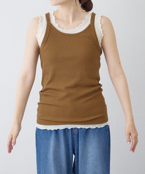 CIAOPANIC TYPY(チャオパニックティピー)の「【willow】シアータンクリブキャミセット(Tシャツ/カットソー・レディース・オフホワイト/ブラウン・ONE SIZE)」の22枚目の写真