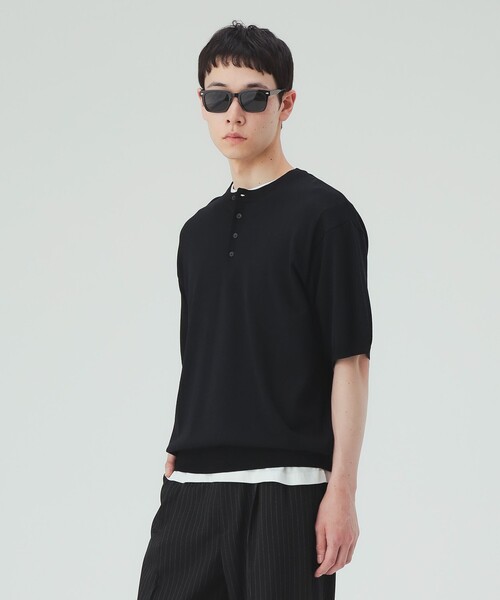 BEAMS HEART(ビームスハート)の「【ユニセックス】ヘンリーネック ショートスリーブ ニットTシャツ(接触冷感)(Tシャツ/カットソー・メンズ・ネイビー/グレー/ブラック/ブラウン・MEDIUM/SMALL/LARGE)」の19枚目の写真