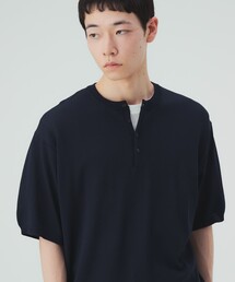【ユニセックス】ヘンリーネック ショートスリーブ ニットTシャツ（接触冷感）